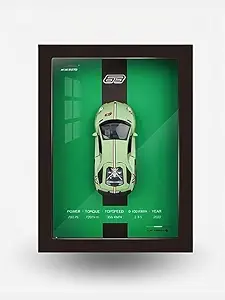 ANTALYA 3D Car Frame Wall Art Wooden Frame With Removable Die-Cast Cars Pull-Back Action Lights And Opening Doors Collectible Display For Car Lovers (Lamborghini)