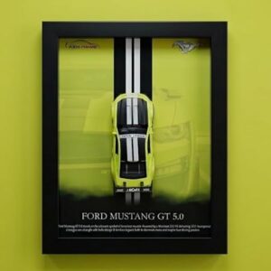 Ford Mustang GT 5.0 3D Car Frame | Metal Diecast Model in Wooden Frame with Acrylic Glass | Collectible Gift & Décor